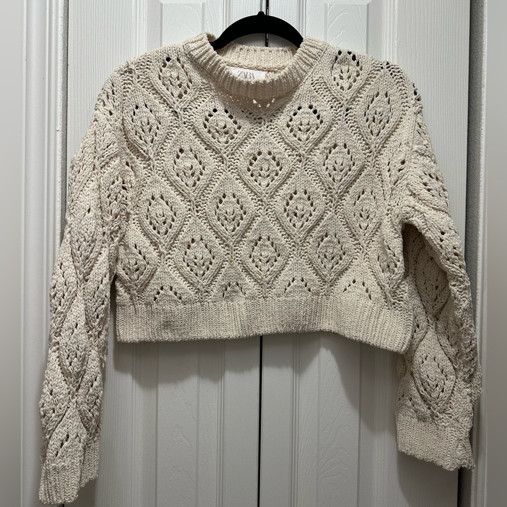 Zara Ivory Textured‎ Knit Top